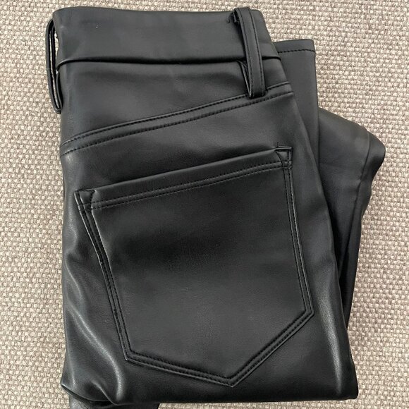GOOD AMERICAN FAUX LEATHER PANTS BLACK SIZE 2/26 - Picture 4 of 4